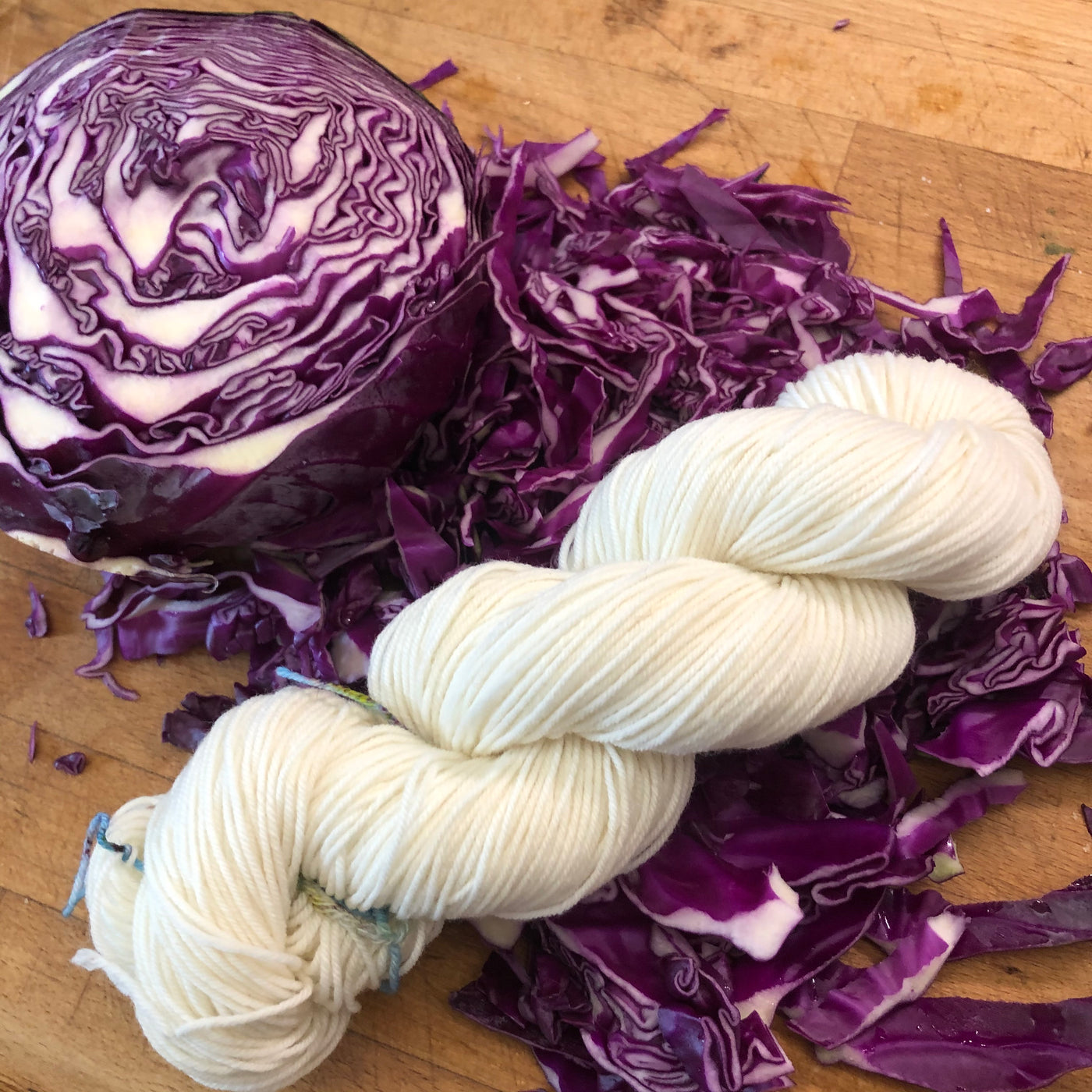 red cabbage and yarn