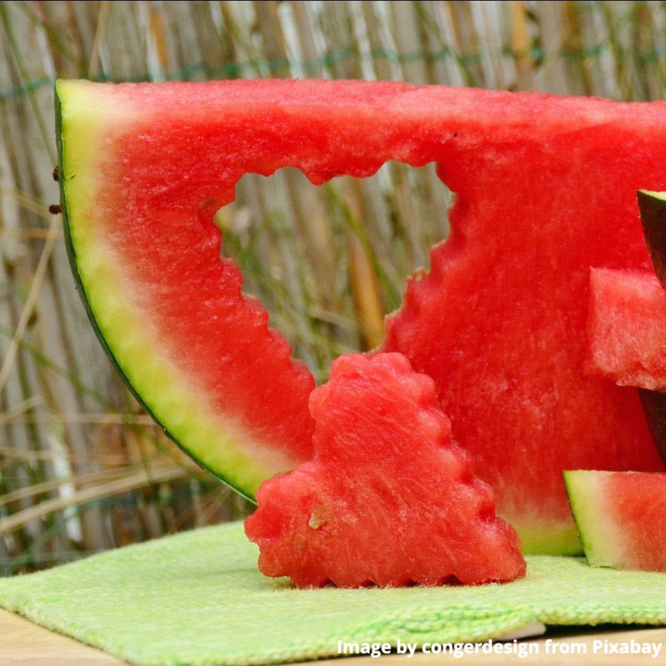 watermelon slice with heart cutout