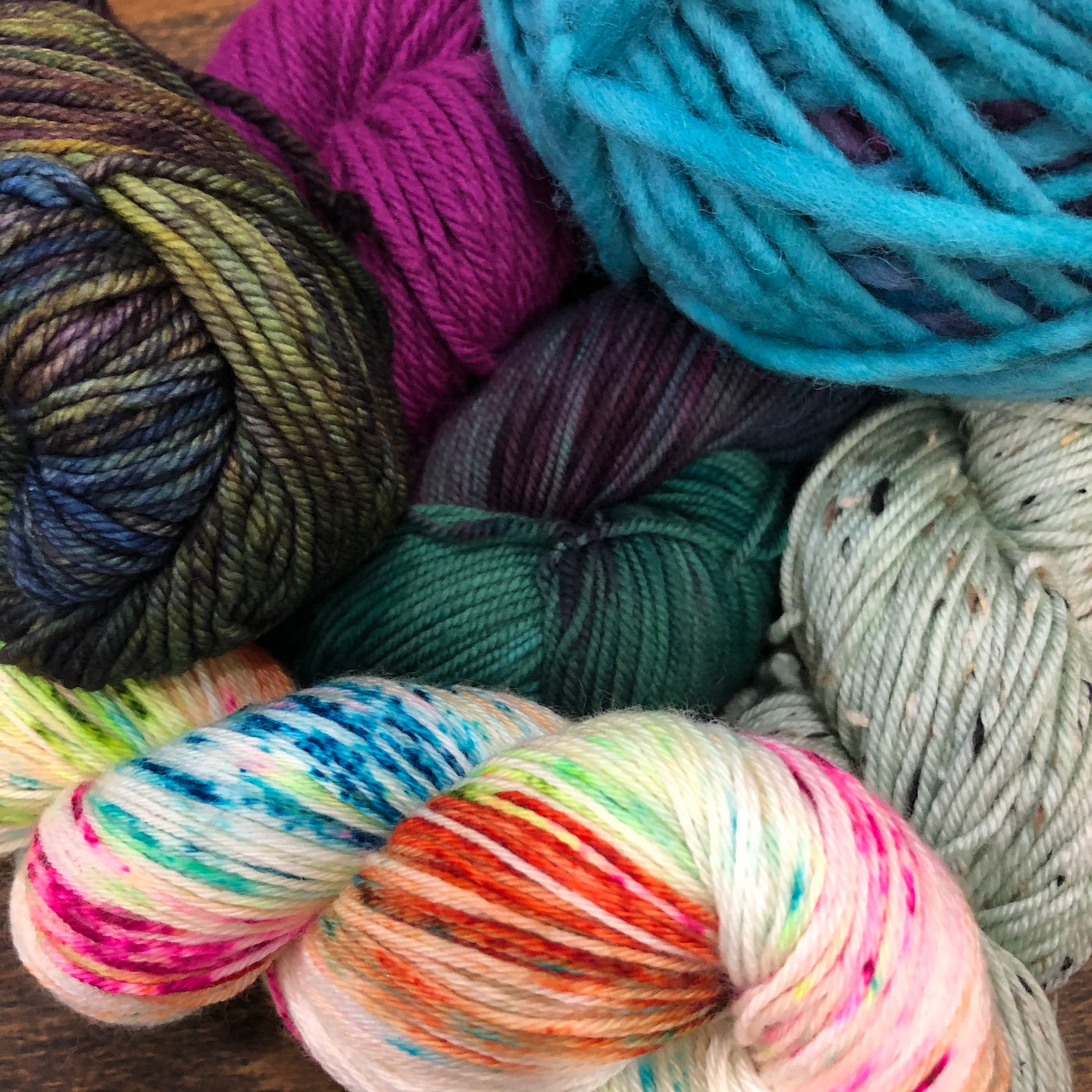 various colorful yarns